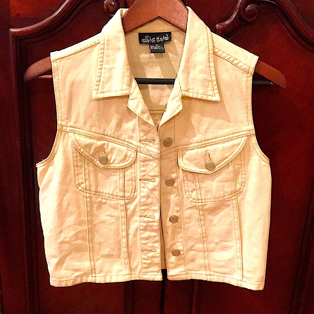 SheSaid Khaki Denim Vest **Size M